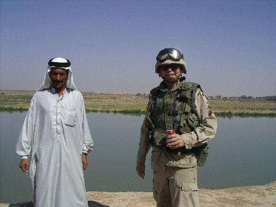 Don Malin with an Iraqi Sheik at the Tigris River (Don recently learned that this man was killed in a car-bomb attack)